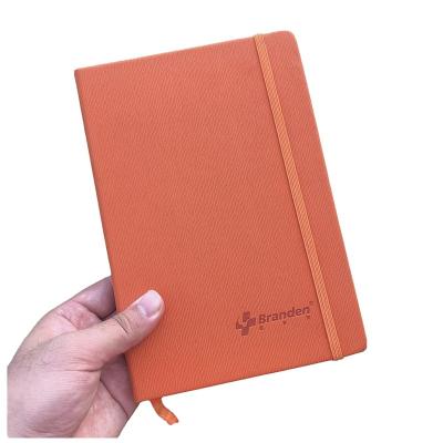 China Cheap wholesale custom printing orange hardcover notebook PU hardcover notebook agenda for sale