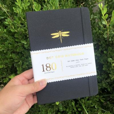 China Dragonfly Dot Grid Notebook BUJO A5 Hardcover Dotted Journal 180GSM 160GSM Thick Vegan BAMBOO Paper Cloth Cover for sale