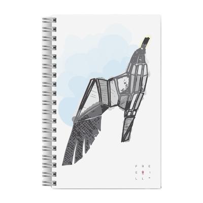 China A5 sprial spiral notebook 100gsm white paper lined pages with black wire-o rings for sale