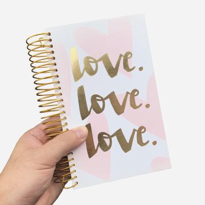 China Custom A5 Spiral Printed Colorful Spiral Notebook Gold Wire-o Rings For Gift Use for sale