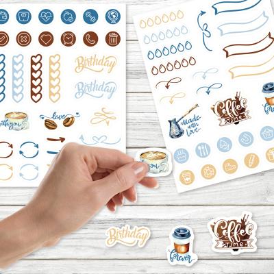 China Coffee Sticker Design Coffee Sticker Design Free Template Free Template Free Ready-to-use Decorative Stickers Custom Printing for sale