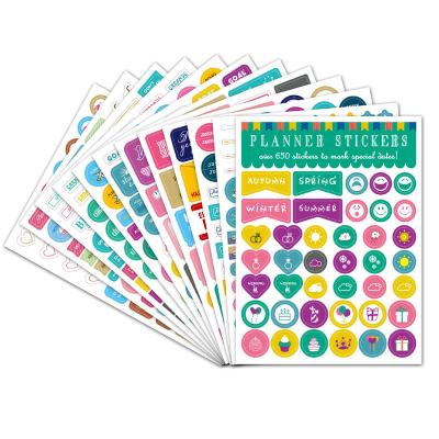 China Decorative Sticker Planner Stickers Pack - 12 Sheets/650 Stickers, Variety Assortment Pack Stylish Planner Accessories for Planning for sale