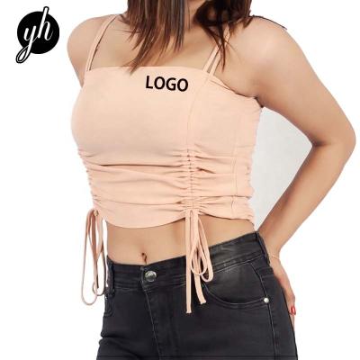 China Customized Women's Summer QUICK DRY Sexy Logo Tank Tops Waist Pleated Tank Top For Women for sale