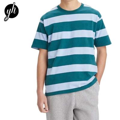 China Anti-Wrinkle Street Wholesale Custom Men's T-shirt Striped Large Size T-shirt High Quality 100% Cotton Men's T-shirt for sale