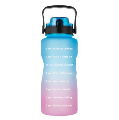 China Half Gallon/64oz Viable Motivational Water Bottle with Time Marker and Straw, Leakproof Tritan BPA Free Water Jug for sale