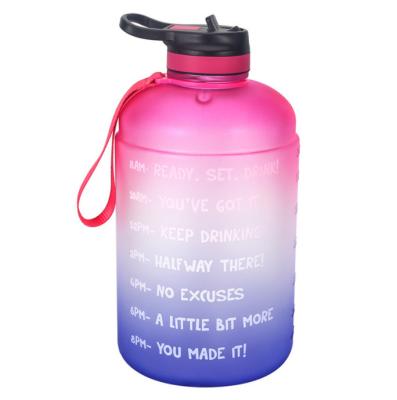 China Large 1 Gallon Viable Motivational Water Bottle With 2 Lids Leak Proof BPA Free Tritan Sports Water Jug With Time Mark for sale