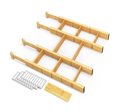 China Sustainable Bamboo Drawer Dividers With Inserts And Labels Adjustable Kitchen Drawer Organizers Expandable Organization For Home for sale