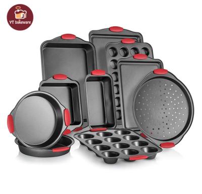 China Disposable Non-Stick Bakeware Set Silicone Handles with Molds, Roll Pan Bread Sheets Baking Trays for sale