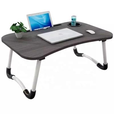 China PANEL Foldable Laptop Notebook Stand Desk Over Bed With Cup Holder Wood Desk for sale