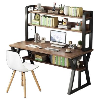 China With Shelf Black Metal Frame Wooden Computer Desk With Shelf Student Study Table for sale