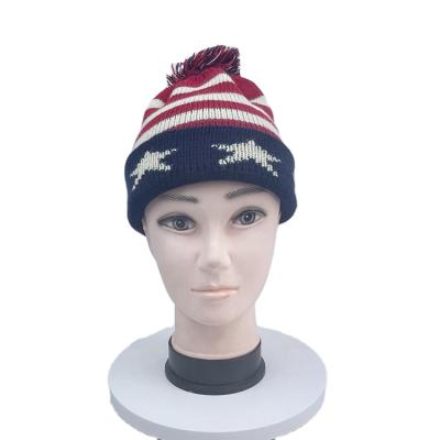 China COMMON Flag Custom Hat Winter Fashion Jacquard Embroidery Beanie Hat Promotional Toque for sale