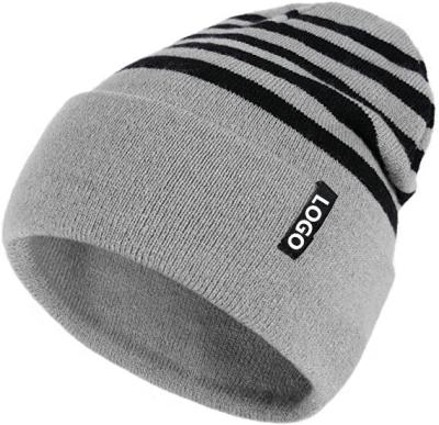 China JOINT Custom Woven Label High Quality Custom Acrylic Jacquard Embroidered Knitted Beanie Hat for sale