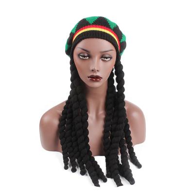 China New COMMON SALE Knitted Braid Rasta Hat Reggae Reggae Hat African Marley Jamaica Long Dreadlocks Beanie for sale