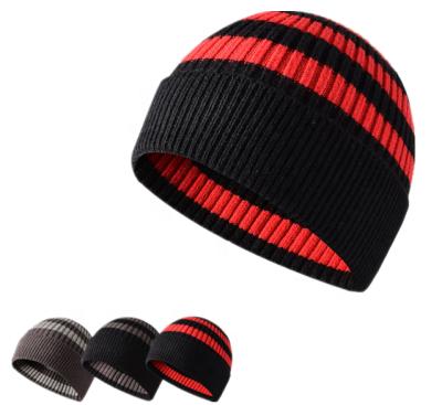 China America and Europe JOINT hat custom warm winter stripe knit beanie in acrylic and wool blend for sale