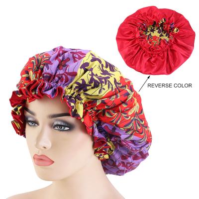 China African silk hair bonnet Ankara satin headtie digital print sleep hood image sleep hood for sale