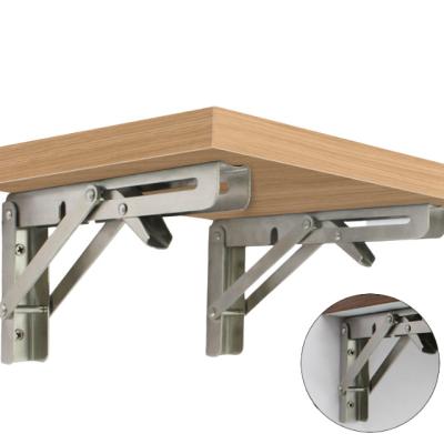 China Wall Corner Bracket Stainless Steel Triangle Folding Shelf Bracket For Folding Table With Matching Screws for sale