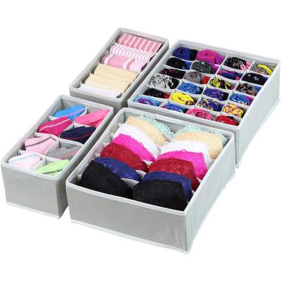 China Hot Selling Viable Drawer Divider Space Foldable Cloth Closet Underwear Organizer 4 Pack Set From Amazon Except Storage Box for sale