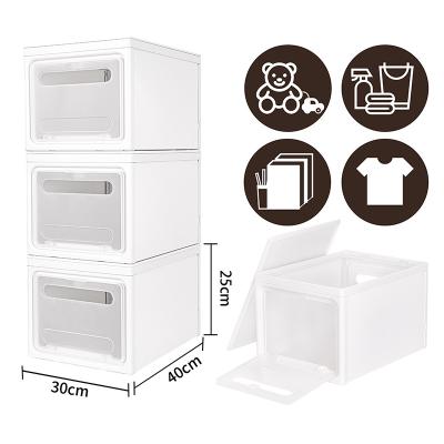 China Sustainable Home Plastic Storage Modular Stackable Storage Bins With Portable Handles for sale