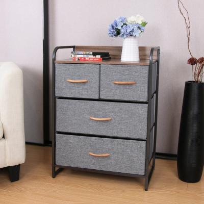 China Contemporary 3 Tier 4 Drawer Fabric Dresser Storage Tower With Steel Frame for sale