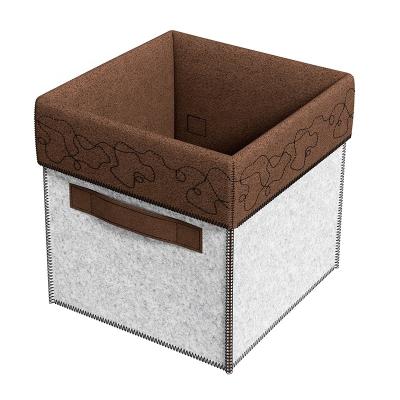 China Sustainable Storage Box Cubes Containers With Handles Collapsible Storage Basket Bins, Foldable Handmade Felt Fabric Clothing Organizer for sale