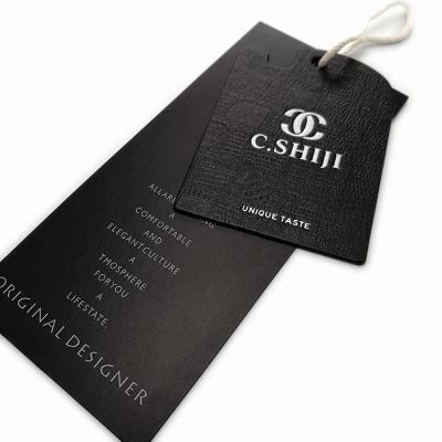 China 2021 New Design Sustainable Black Paper Hang Tags For Clothing Own Logo Custom Clothing Tags for sale