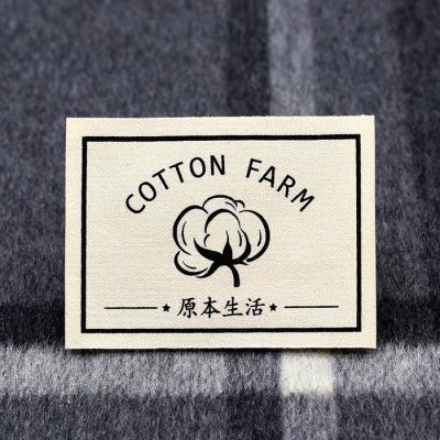 China Guangzhou Washable Printed Cotton Labels Custom Brand Cotton Clothing Labels Natural Cotton Label For Clothes for sale