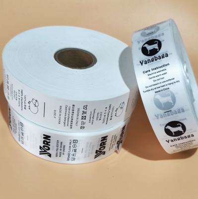 China Guangzhou Washable Care Labels Care Instruction Label Free Shipping Custom Washing Label Roll for sale