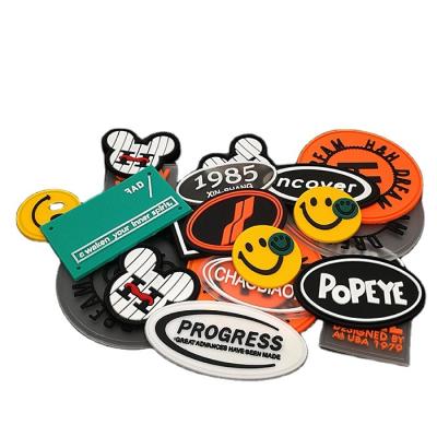 China Custom Private Eco-Friendly Design Number Letter Template Stick On 3D Soft Silicone PVC Rubber Patch Logo Label Badges for sale