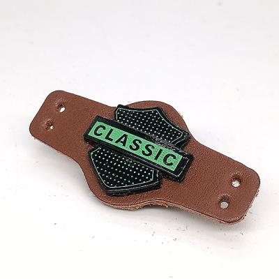 China Sustainable Manufacturer Patch Molding Logo Custom Leather Logo Embossed Slim Leather Label For Garment for sale