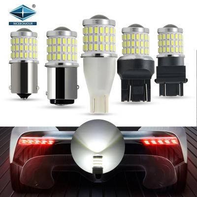 China Popular canbus 1156 BA15S Non-Polarity OEM Error Free Amber Yellow 7443 p21w Red 54 SMD 3014 3030 Turn Signal Car LED Bulbs for sale