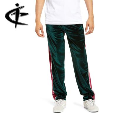 China Custom Style Casual Velvet Anti-wrinkle Side Sports Classic Striped Snap Cargo Loose Sweatpants for sale