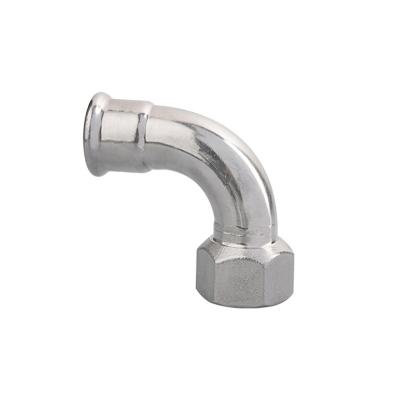 China Cooling System Pipeline Water Pipe Inox Press Fittings Stainless Steel 90 Degree Female Threaded Connector for sale