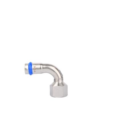 China Heating System Female Elbow Stainless Steel Pipe Fittings Food Grade Press Fittings for sale