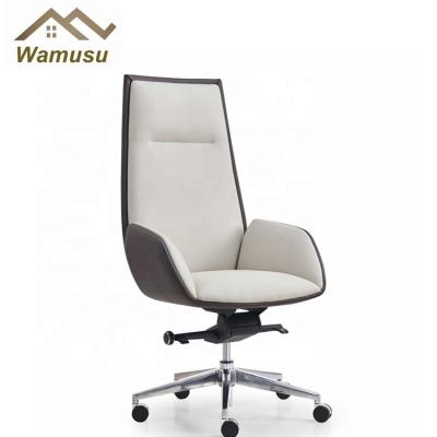 China (Size) Executive Leather Aluminum Base Boss Office Chair Design Adjustable Comfortable Rotating Functional Meeting Room Chair for sale