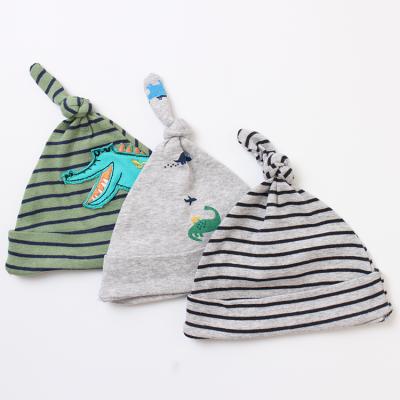 China Striped Baby Hats Summer 3 - 0-6 Pcs 100% Cotton Newborn Months Beanie Knot Boy and Girl Hat GiftsInfant Unisex Hats for sale