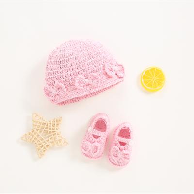 China Eco-Friendly Goods In Stock Cute Baby Knit Wool Beanie Koala Newborn Cotton Hats Shoes Sets Lovely for sale