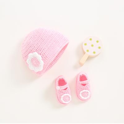 China Eco-Friendly Kids Hats Eco-Friendly Knitted Knitted Winter Baby Winter Baby Hats Ball Fur Ball Boys Girls Shoes Set Unisex for sale