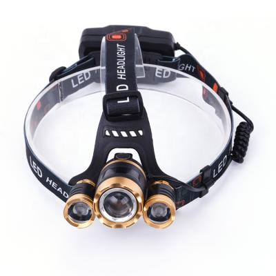 China Adjustable Across Angles / High Brightness New Products 3 LED Aluminum High Power Headlamp With USB Charge For Camping for sale