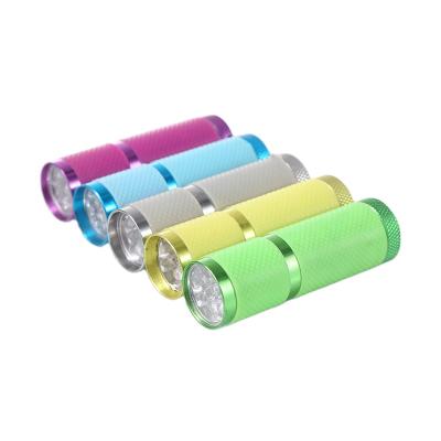 China Best Promotional Multi Color Mini Pocket Flashlight AAA Battery 9 LED Flashlight for sale