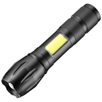 China Waterproof Mini COB Emergency Flashlight Portable Aluminum Tactical LED Zoomable LED USB Flashlight for sale