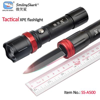 China 10 Watt Emergency Shark Factory Smile Self Defense Hunting Led Flashlight Flashlight With Emergency Knife for sale