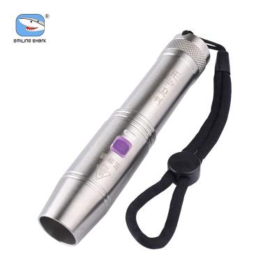 China Mini Stainless Steel 3 XPG 365nm LED UV LED Light SMILE Jade Detection USB Waterproof Fluorescent SHARK Flashlight for sale