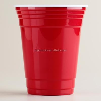 China Disposable PS Party Red Disposable Plastic Cup Hard Plastic Red Cup 16OZ for sale