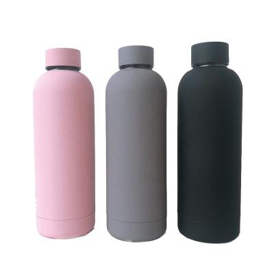 China Viable Custom Logo 500ml Vacuum Insulation Double Wall Stainless Steel Tumbler Matte Water Bottle With Leak Proof Lids for sale