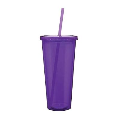 China High capacity sustainable bpa free double wall insulated plastic tumbler 24oz with lid and straw for sale