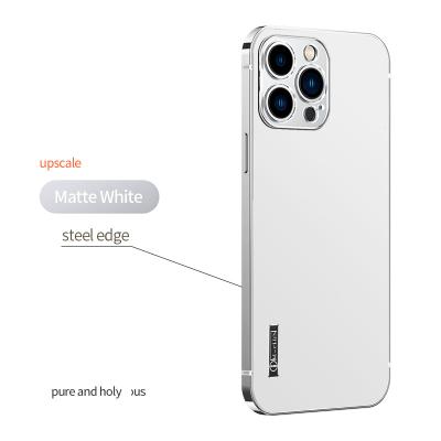 China Shockproof Stainless Steel Metal Frame PC Light Feel Back Plate Phone Case For Apple Iphone 12, 13 pro max to protect iphone damage for sale