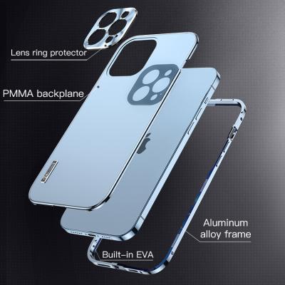 China Full Cover Aluminum Alloy Shockproof Acrylic Phone Case, Mental Shockproof Waterproof Phone Bag For Apple Iphone 13 pro 12 pro 11 pro max for sale