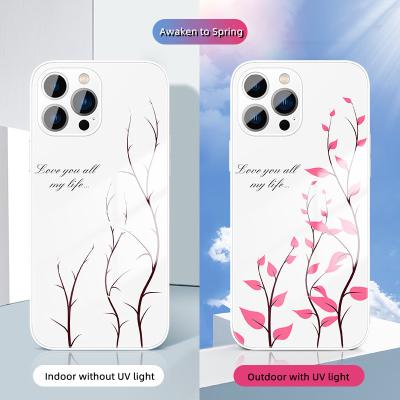 China Transparent shockproof diamond phone case picture printing UV printable with light than printing blooming with tempered glass anti-drop for sale