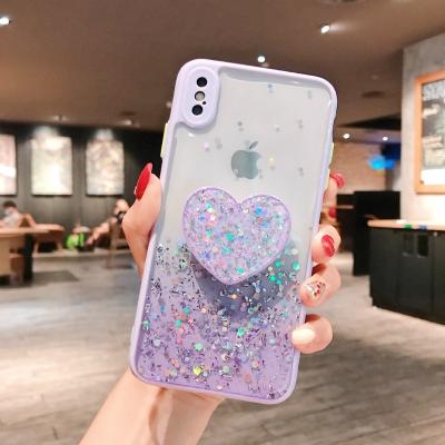 China With Stand Love Design Folding Gradient Phone Case Epoxy Acrylic Quicksand Ins Style For Apple iPhone Huawei Samsung Xiaomi Mobile for sale