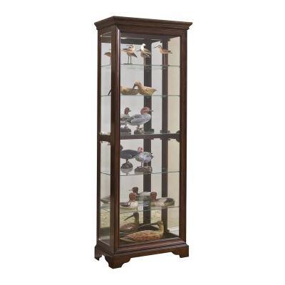 China K/D Brown Finish Side Door Entry Curio Cabinet for sale